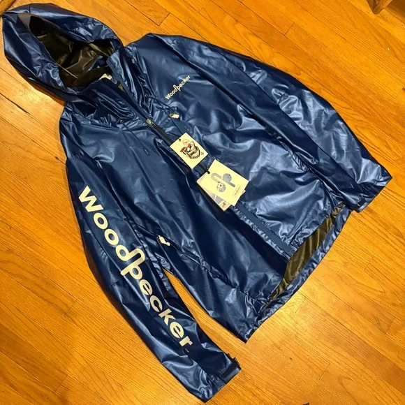 Woodpecker Men’s Wind Shell Flash Blue Jacket Hooded Zip Up Brand New NWT - Picture 10 of 13